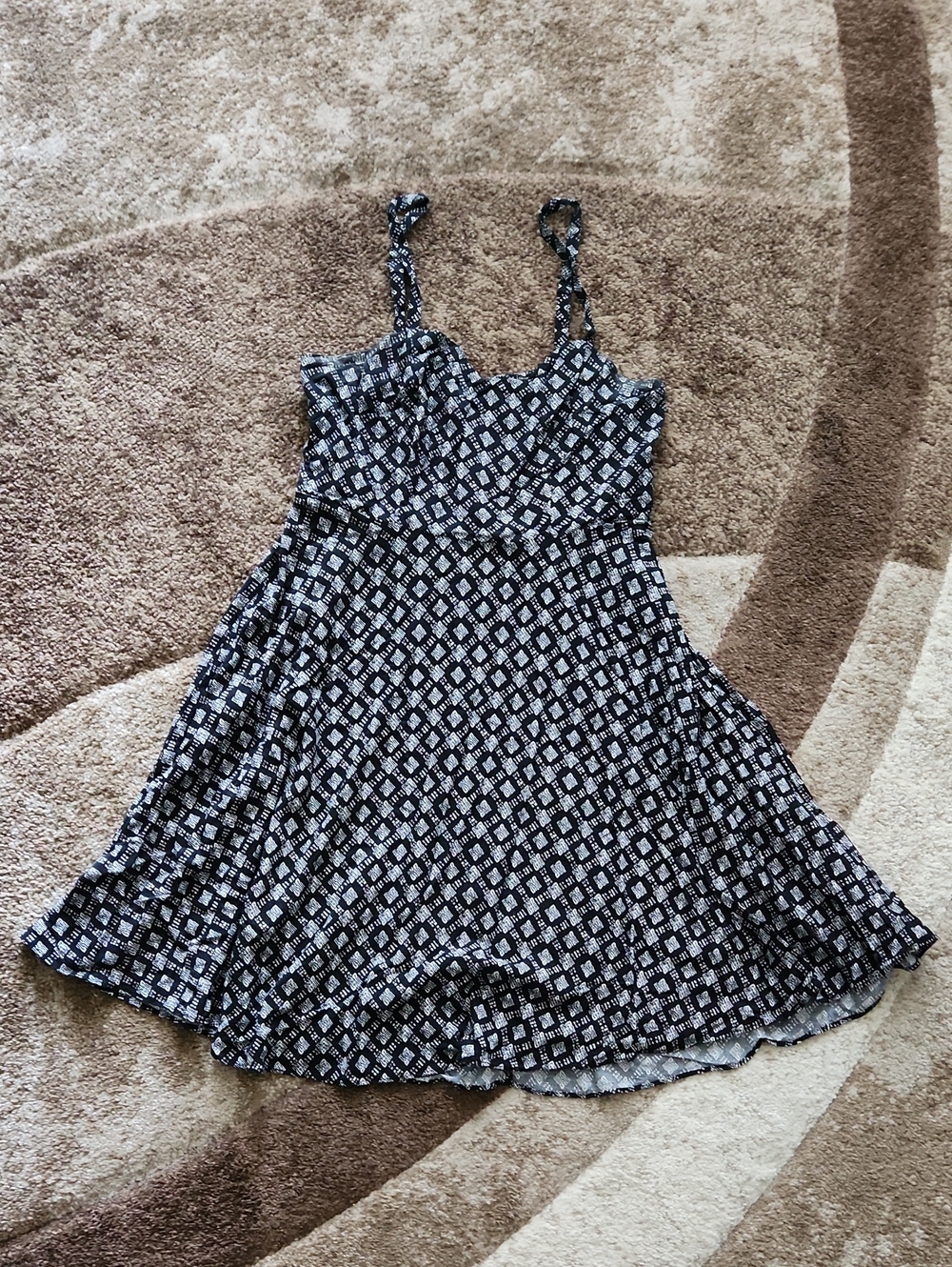Old Navy Black and White Printed Mini Sundress